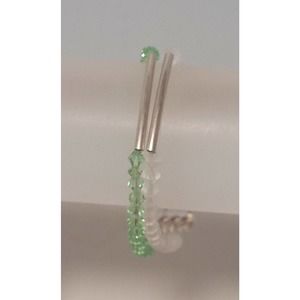 Silver & Crystal Light Green and White Frosted Bracelet